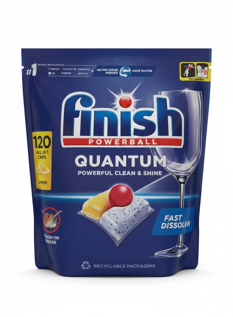 Finish All in 1 Powerball Quantum Powerful Dishwashing 120 Caps 1.248kg - Image 1